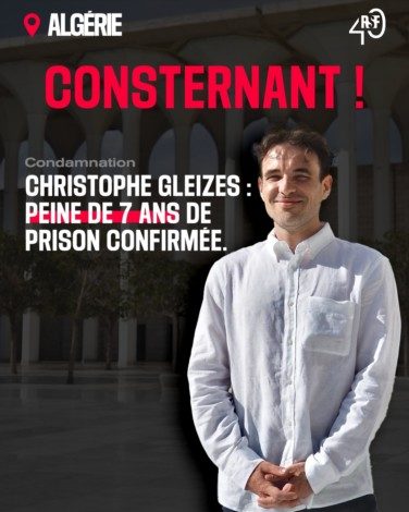 Sur quel ton faudra-t-il le dire ? Le journalisme n’est pas un crime ! 
La cour d’appel de Tizi Ouzou a confirmé, ce 3 décembre, la condamnation à sept années de prison ferme prononcée contre le journaliste français Christophe Gleizes, prolongeant une procédure déjà longue de dix-huit mois. 
Nous condamnons avec la plus grande fermeté la décision aberrante de la cour d’appel de Tizi Ouzou, qui choisit de maintenir en prison un journaliste n’ayant fait que son travail. La justice algérienne a manqué l’occasion d’une issue honorable. Le tribunal n’a pas entendu les appels à la clémence, les déclarations de bonne foi de Christophe et les plaidoiries de ses avocats.

#freegleizes