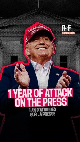 And this is just a small sample of what Donald Trump and his administration have done to the right to information... President Trump is therefore on track to join the ranks of the world's worst press freedom predators.
Any coverage, journalist, or outlet that displeases him becomes a target, and not just with empty threats. 

It’s easy for Donald Trump’s individual attacks on our press freedom to wash away into the constant churn of the news cycle. But put them all together and one conclusion is unavoidable: the US president is waging an all-out war on press freedom and journalism. 

He and his administration have gone out of their way to punish, investigate, damage, defund, and castigate the independent news media. Trump’s war on press freedom has dramatic consequences for American democracy and trustworthy news coverage worldwide, and needs to be stopped.
–
Et tout ceci n’est qu’un petit échantillon de ce que Donald Trump et son administration ont fait subir au droit à l’information… le président Trump est donc en passe de rejoindre les pires prédateurs de la liberté de la presse du monde.

Tout article, tout journaliste ou tout média qui lui déplaît devient une cible – et pas seulement à travers des menaces creuses. 

Les attaques individuelles de Donald Trump contre notre liberté de la presse peuvent facilement se dissoudre dans le flux ininterrompu de l’actualité. 
Mais lorsqu’on les rassemble, une conclusion s’impose : le président des États-Unis mène une guerre totale contre la liberté de la presse et le journalisme. 

Lui et son administration se sont employés à punir, enquêter, nuire, priver de financements et vilipender les médias indépendants. La guerre de Donald Trump contre la liberté de la presse a des conséquences dramatiques pour la démocratie américaine et pour l’accès à une information fiable dans le monde entier. Elle doit être stoppée.