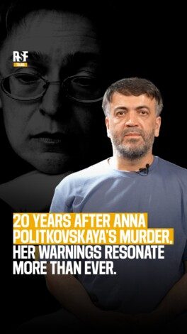 “She was right in her fears and her writings.”

On October 7, 2006—twenty years ago— investigative journalist Anna Politkovskaya was shot four times in the stairwell of her apartment building in Moscow.

For Abdulla Duduev, co-founder of the independent Chechen magazine Dosh, Politkovskaya’s predictions were spot on: the violence and arbitrary rule exerted by the Russian authorities in Chechnya would not remain confined to Chechnyan borders.

Abdulla Duduev sees the mass repression in Russia and the Russian aggression against Ukraine as confirmation of the warnings she was already issuing at the time.

Watch his full interview on our YouTube channel 🔗

—-
“Elle avait raison dans ses craintes et ses avertissements”

Le 07 octobre 2006, il y a vingt ans, la journaliste d’investigation Anna Politkovskaïa est tuée de quatre balles dans la cage d’escalier de son immeuble, à Moscou. 

Pour Abdulla Duduev, cofondateur du magazine indépendant tchétchène Dosh, elle avait vu juste : la violence et l’arbitraire imposés par le pouvoir russe en Tchétchénie ne resteraient pas cantonnés à ses frontières.

Il voit dans la répression généralisée en Russie et l’agression russe contre l’Ukraine la confirmation des avertissements qu’elle lançait déjà à l’époque

Découvrez son témoignage en entier sur notre chaîne YouTube 🔗